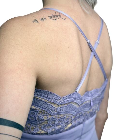 Women's Lavender Francesca's Lace Top Cross Strap Dress - Size Small - Picture 7 of 11